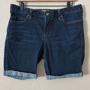 CARHARTT Layton Bermuda Shorts Womens 14 Blue Denim Jean Slim Fit Skinny Leg